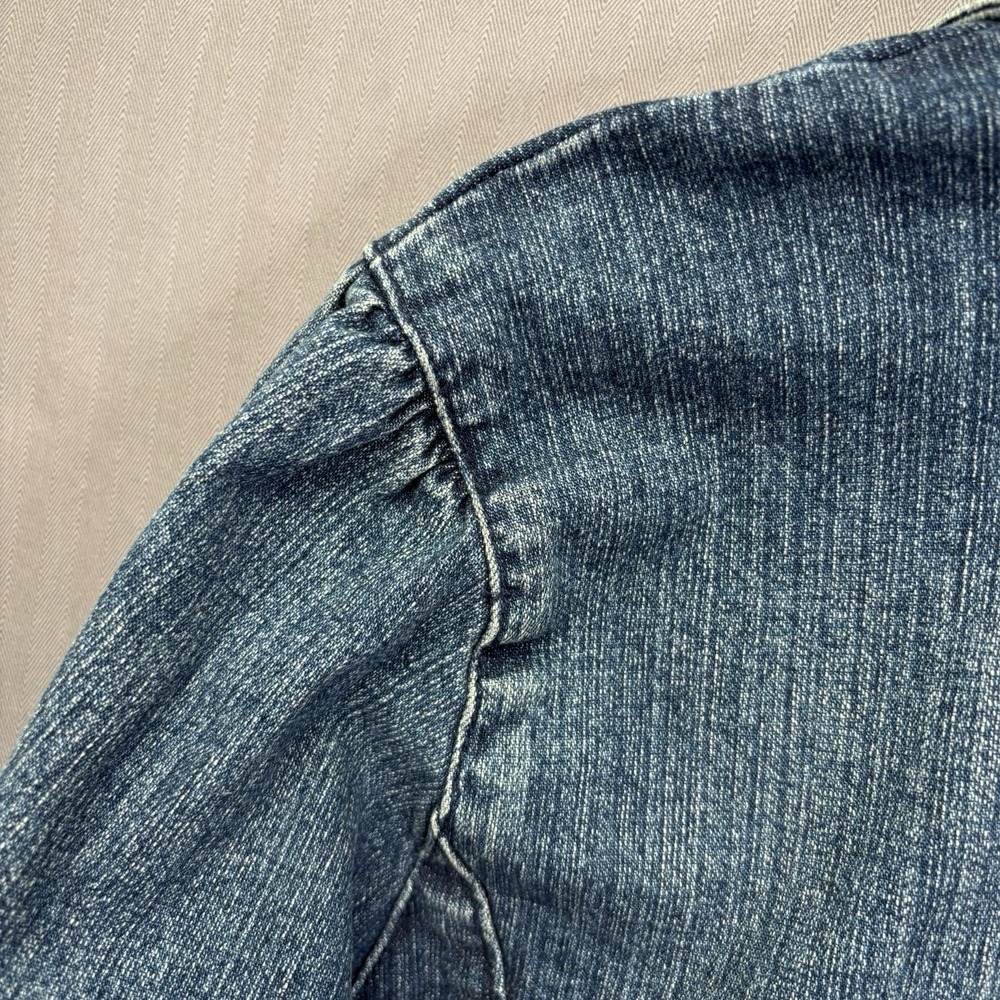 a.n.a Denim Blazer Jacket 1X Medium Wash Blue Button Front Cropped Y2K - Picture 12 of 14